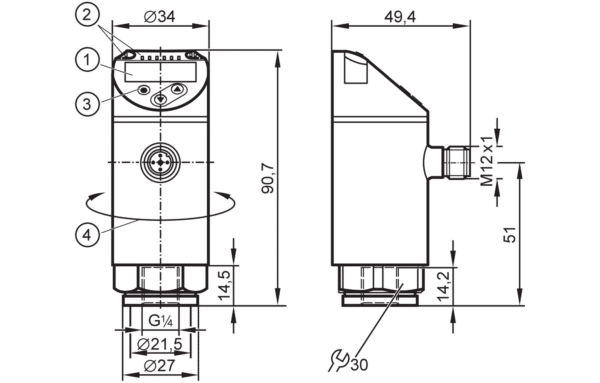 Комбинированный датчик давления 		PY3091