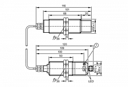 Емкостный датчик для высокой температуры 		KN5129 IFM Electronic